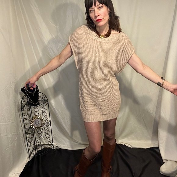 Classique Entier Boatneck Doleman Sleeve Oatmeal Sweater Size Small - Picture 1 of 9